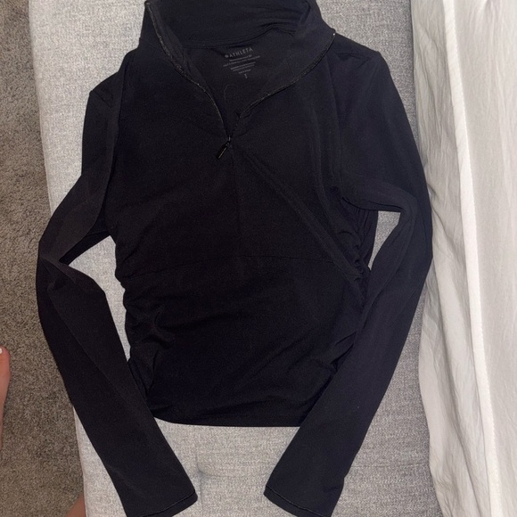 Athleta Black Fitted Cinched Cropped Quarter-zip - Picture 1 of 3